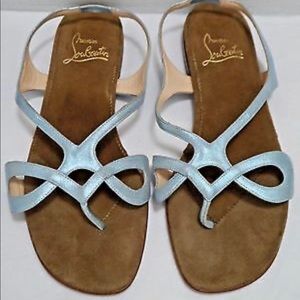 CHRISTIAN LOUBOUTIN blue metallic sandals sz 37.5